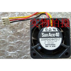 SANYO 109P0424H7D17 24V 0.08A 3wires cooling fan